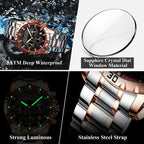 POEDAGAR Luxury Sports Watches For Men Stainless Steel Chronograph Date Man Watch Waterproof Luminous Fashion Men's Quartz Watch - VibraStore