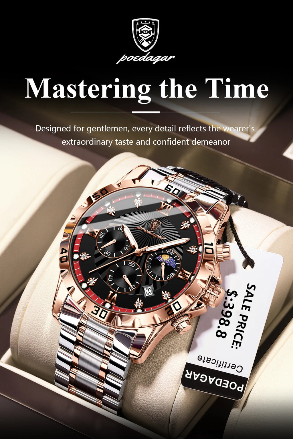 POEDAGAR Luxury Sports Watches For Men Stainless Steel Chronograph Date Man Watch Waterproof Luminous Fashion Men's Quartz Watch - VibraStore