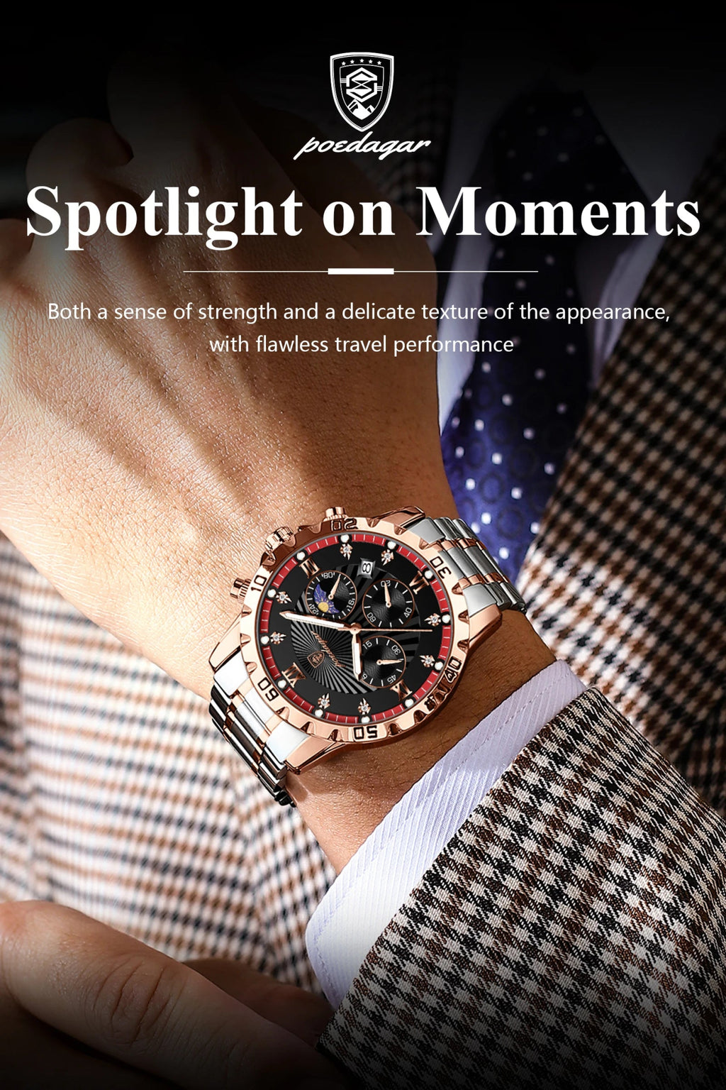 POEDAGAR Luxury Sports Watches For Men Stainless Steel Chronograph Date Man Watch Waterproof Luminous Fashion Men's Quartz Watch - VibraStore