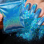 Polvo holográfico para decoración de uñas, pigmento cromado ultrafino, polvo metálico reflectante, purpurina para manicura, 0,2mm, 50g por bolsa - VibraStore