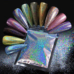 Polvo holográfico para decoración de uñas, pigmento cromado ultrafino, polvo metálico reflectante, purpurina para manicura, 0,2mm, 50g por bolsa - VibraStore