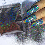 Polvo holográfico para decoración de uñas, pigmento cromado ultrafino, polvo metálico reflectante, purpurina para manicura, 0,2mm, 50g por bolsa - VibraStore
