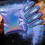 Polvo holográfico para decoración de uñas, pigmento cromado ultrafino, polvo metálico reflectante, purpurina para manicura, 0,2mm, 50g por bolsa - VibraStore