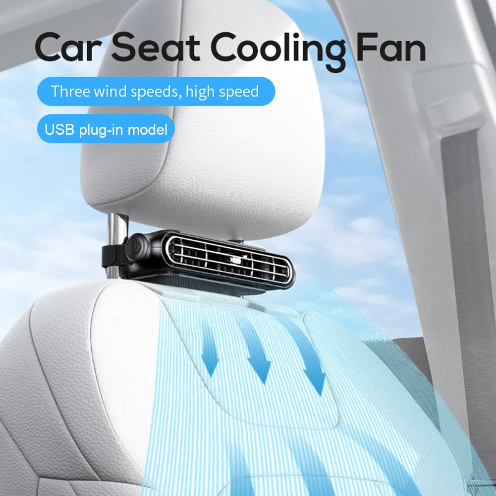 Portable Car Seat Fan 3 Speeds Adjustable Car Headrest Cooling Fan 5V USB Powered Car Rear Backrest Fan Car Interior Accessories - VibraStore