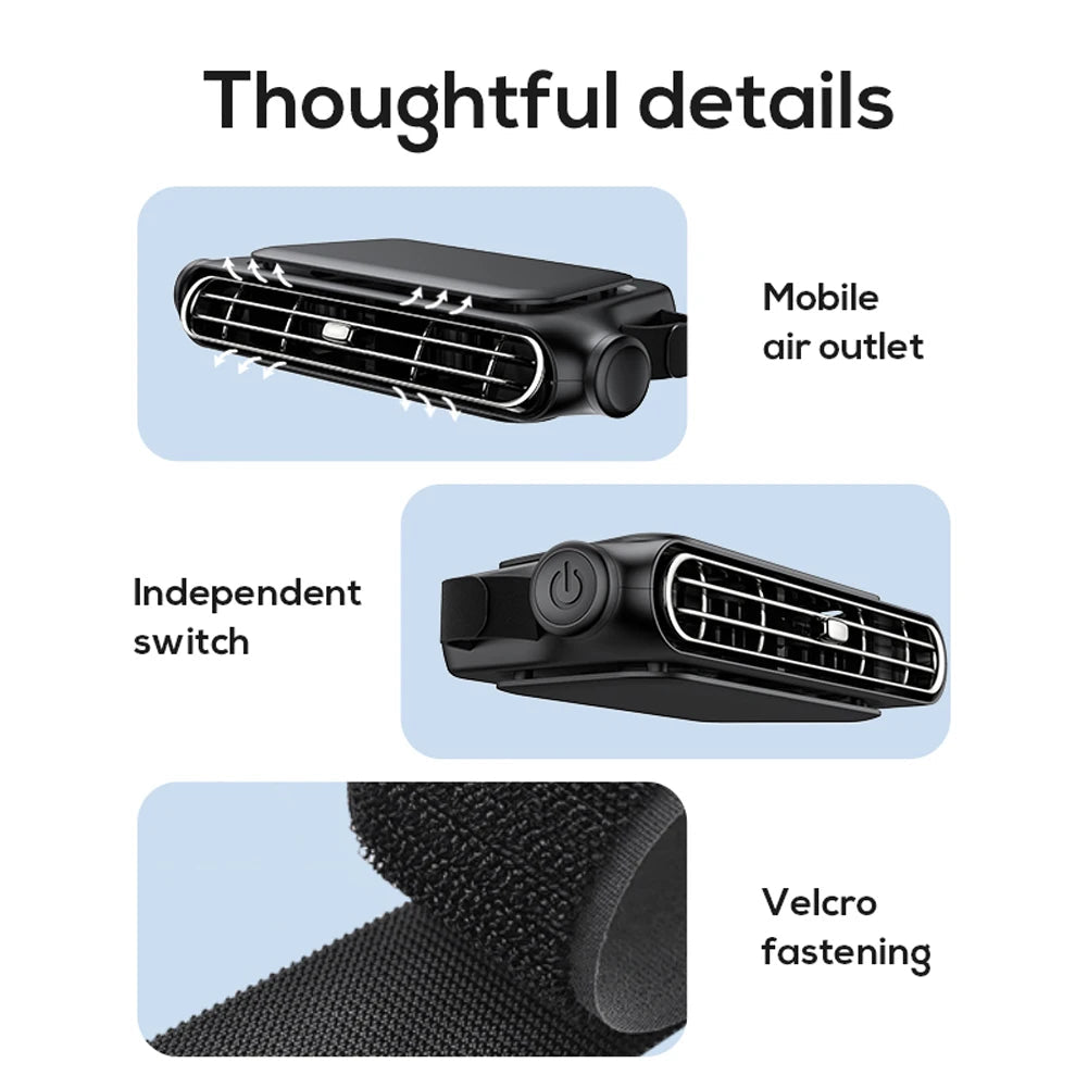 Portable Car Seat Fan 3 Speeds Adjustable Car Headrest Cooling Fan 5V USB Powered Car Rear Backrest Fan Car Interior Accessories - VibraStore