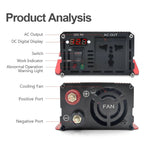 Portable Power Inverter 1000W 1600W 2200W 3000W Pure Sine Wave Solar Inverter 12v/24v to AC 220v Converter for Car Transformer - VibraStore