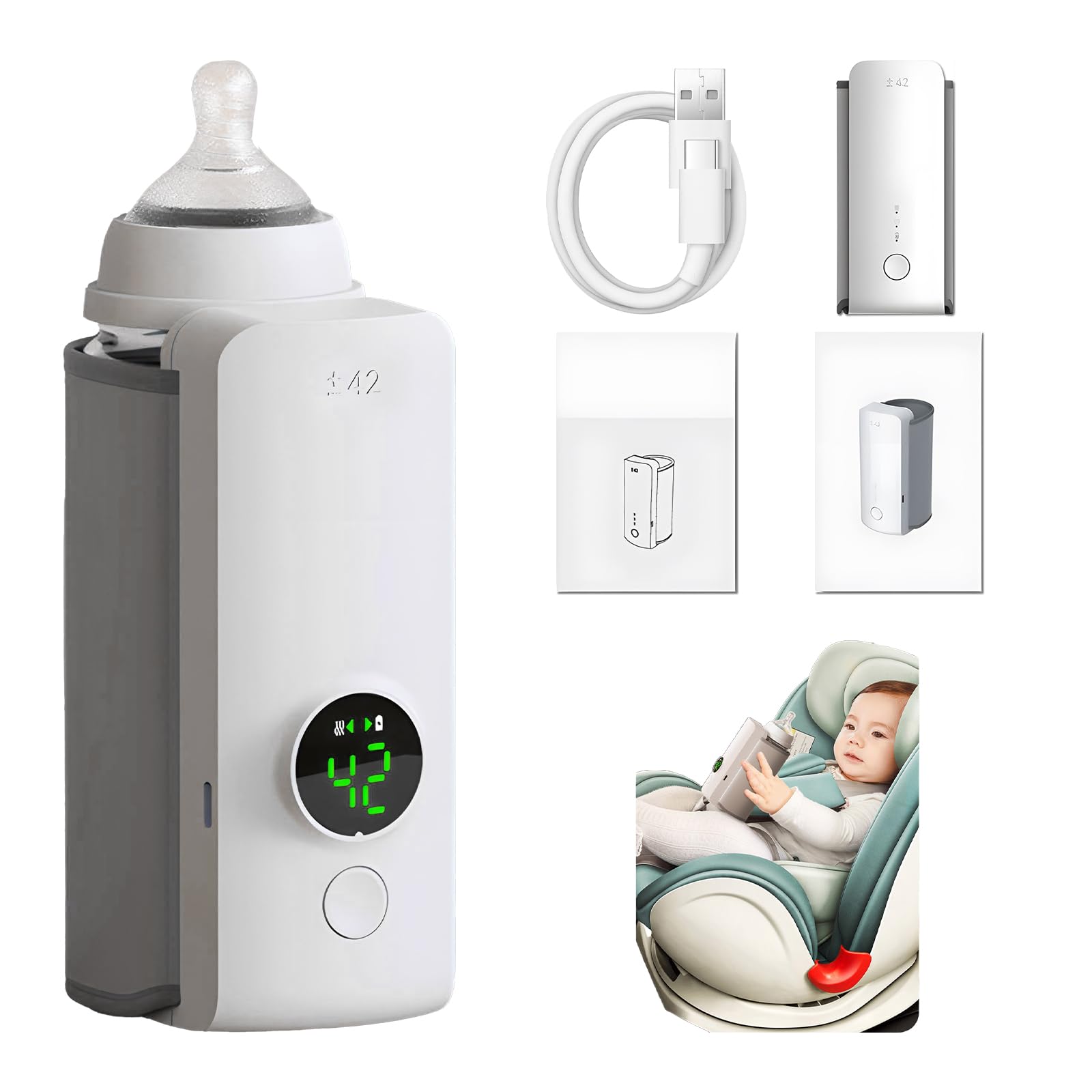 Portable Wireless Rechargeable Baby Bottle Warmer USB Charging And Heating Bag Portable Constant Temperature Milk Warmer Universal Bottle Insulation Sleeve - VibraStore