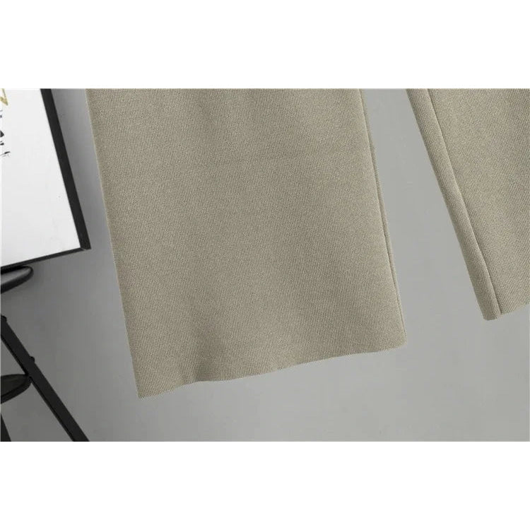 Primavera otoño 3 piezas mujeres Cardigan chándales moda pantalón de punto conjunto señoras suéter traje Vintage moda señoras 3 piezas conjunto - VibraStore