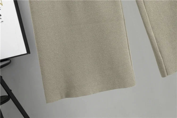 Primavera otoño 3 piezas mujeres Cardigan chándales moda pantalón de punto conjunto señoras suéter traje Vintage moda señoras 3 piezas conjunto - VibraStore