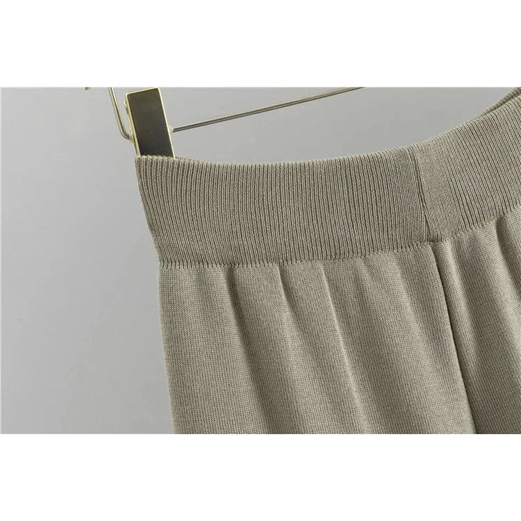Primavera otoño 3 piezas mujeres Cardigan chándales moda pantalón de punto conjunto señoras suéter traje Vintage moda señoras 3 piezas conjunto - VibraStore