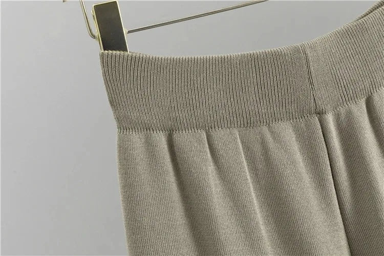 Primavera otoño 3 piezas mujeres Cardigan chándales moda pantalón de punto conjunto señoras suéter traje Vintage moda señoras 3 piezas conjunto - VibraStore