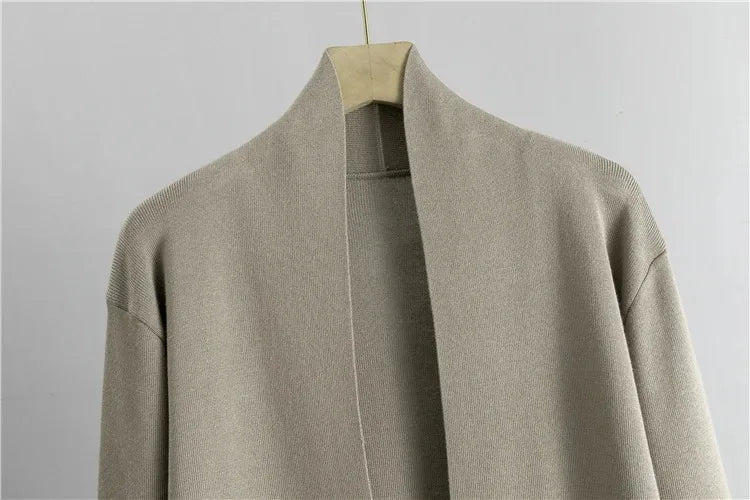 Primavera otoño 3 piezas mujeres Cardigan chándales moda pantalón de punto conjunto señoras suéter traje Vintage moda señoras 3 piezas conjunto - VibraStore