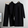 Primavera otoño 3 piezas mujeres Cardigan chándales moda pantalón de punto conjunto señoras suéter traje Vintage moda señoras 3 piezas conjunto - VibraStore