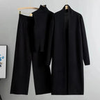 Primavera otoño 3 piezas mujeres Cardigan chándales moda pantalón de punto conjunto señoras suéter traje Vintage moda señoras 3 piezas conjunto - VibraStore