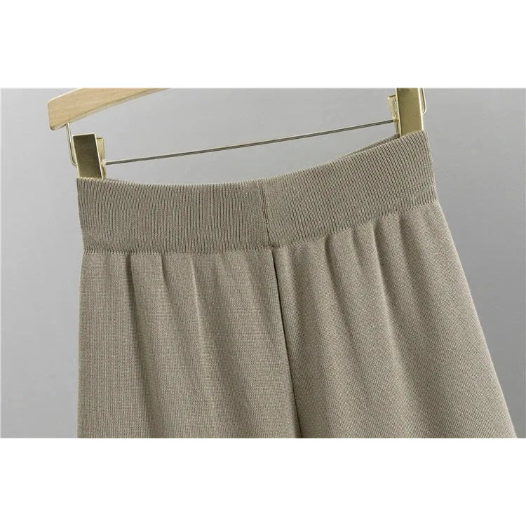 Primavera otoño 3 piezas mujeres Cardigan chándales moda pantalón de punto conjunto señoras suéter traje Vintage moda señoras 3 piezas conjunto - VibraStore