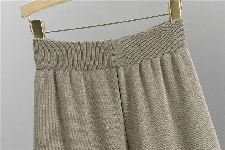 Primavera otoño 3 piezas mujeres Cardigan chándales moda pantalón de punto conjunto señoras suéter traje Vintage moda señoras 3 piezas conjunto - VibraStore