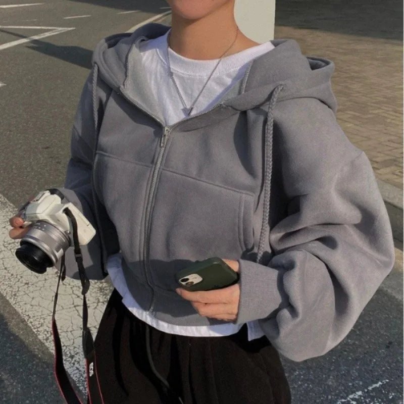 primavera otoño Insfleece - forrado versátil recortado Slims suaviza silueta con cremallera cálido azul marino Sudadera con capucha Mujer - VibraStore