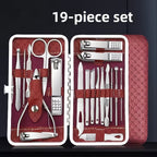 Professional Manicure And Pedicure Set, Nail Clipper Nail Cutter Nail Files Ear Spoon, Beauty Tools Grooming Set with Portable Case, for Nail Care, for Household And Travel - VibraStore