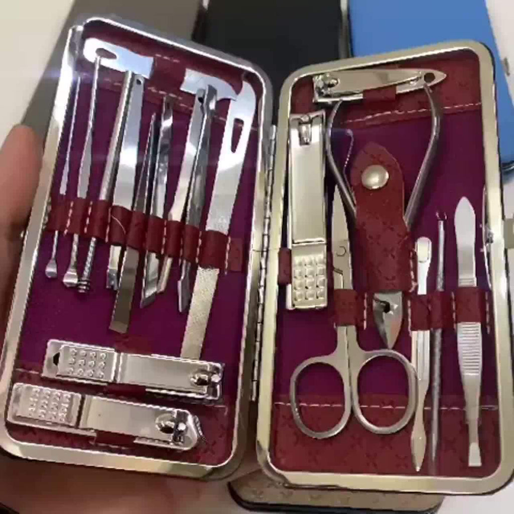 Professional Manicure And Pedicure Set, Nail Clipper Nail Cutter Nail Files Ear Spoon, Beauty Tools Grooming Set with Portable Case, for Nail Care, for Household And Travel - VibraStore