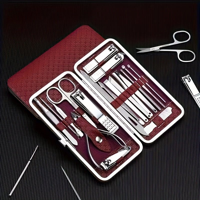 Professional Manicure And Pedicure Set, Nail Clipper Nail Cutter Nail Files Ear Spoon, Beauty Tools Grooming Set with Portable Case, for Nail Care, for Household And Travel - VibraStore