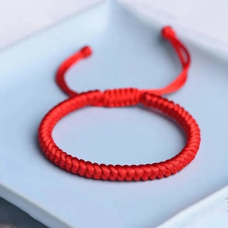 Pulseras trenzadas de cuerda roja de la suerte para mujer, pulseras de hilo ajustable, nudos tejidos a mano, regalo de joyería, 2024 - VibraStore