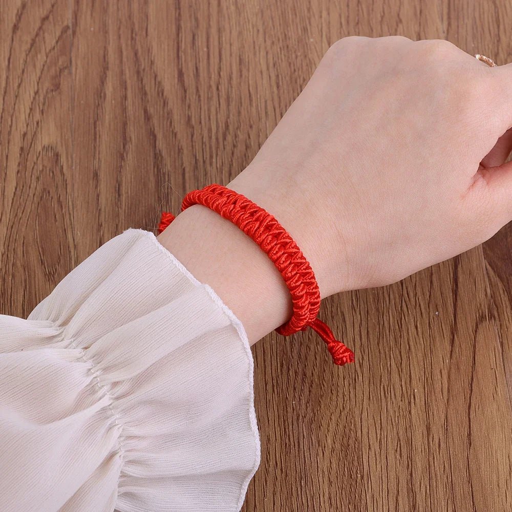 Pulseras trenzadas de cuerda roja de la suerte para mujer, pulseras de hilo ajustable, nudos tejidos a mano, regalo de joyería, 2024 - VibraStore