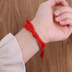 Pulseras trenzadas de cuerda roja de la suerte para mujer, pulseras de hilo ajustable, nudos tejidos a mano, regalo de joyería, 2024 - VibraStore