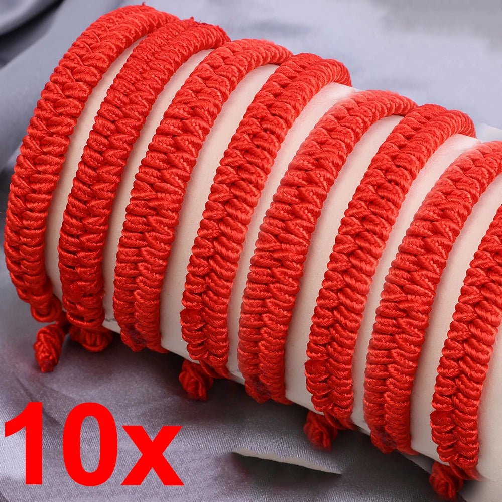 Pulseras trenzadas de cuerda roja de la suerte para mujer, pulseras de hilo ajustable, nudos tejidos a mano, regalo de joyería, 2024 - VibraStore