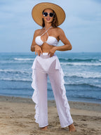 Pure Black Sexy Semi - Sheer Fashion Ruched Crisscross Strap Mesh Panty Bikini Set for Women - VibraStore