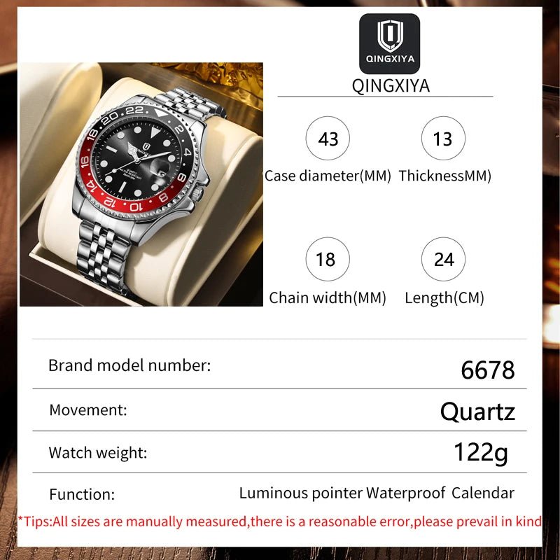 QINGXIYA Luxury Quartz Men Watch Waterproof Luminous Date Man Watch Stainless Steel Business Wristwatches Male Clock Reloj+Box - VibraStore