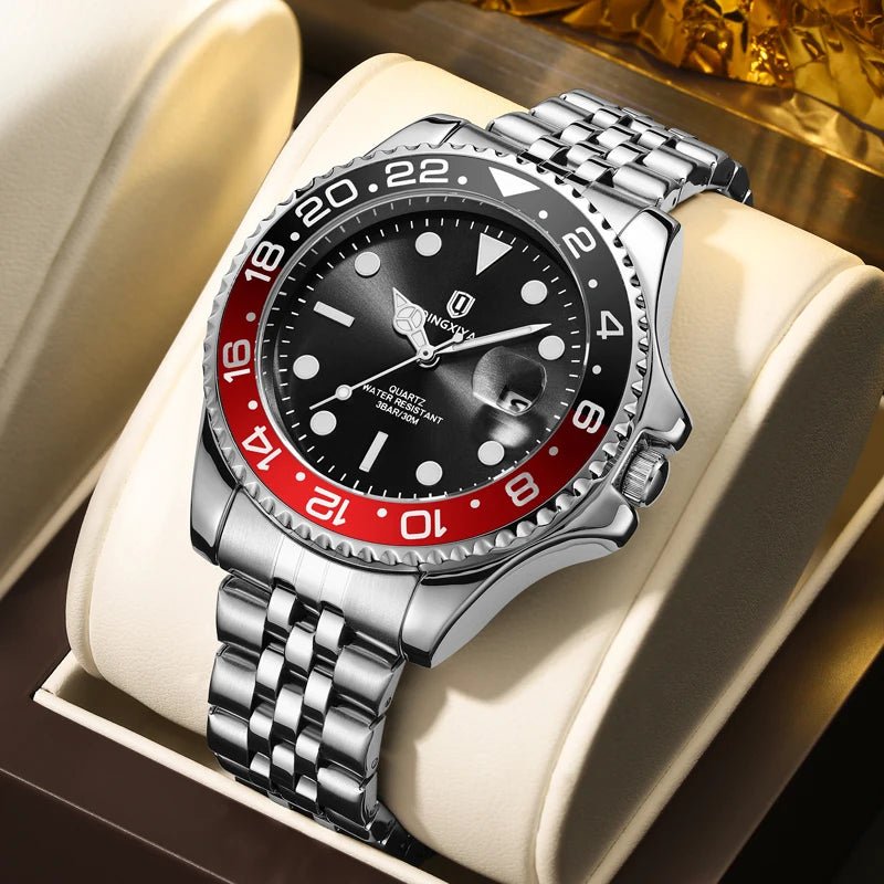 QINGXIYA Luxury Quartz Men Watch Waterproof Luminous Date Man Watch Stainless Steel Business Wristwatches Male Clock Reloj+Box - VibraStore