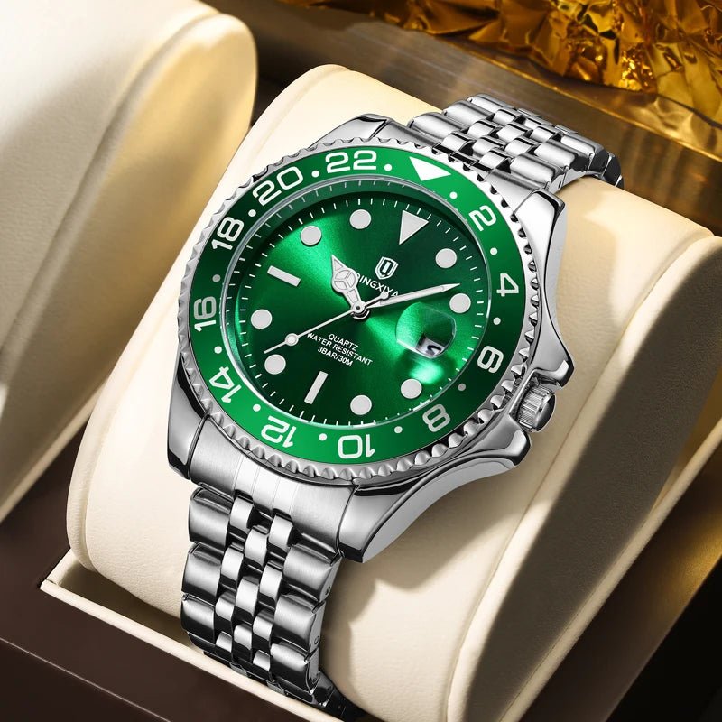 QINGXIYA Luxury Quartz Men Watch Waterproof Luminous Date Man Watch Stainless Steel Business Wristwatches Male Clock Reloj+Box - VibraStore