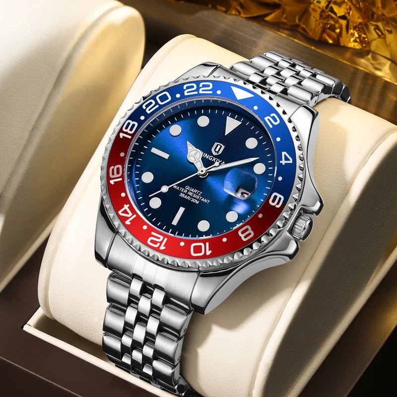 QINGXIYA Luxury Quartz Men Watch Waterproof Luminous Date Man Watch Stainless Steel Business Wristwatches Male Clock Reloj+Box - VibraStore