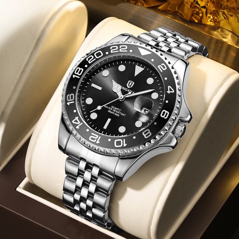 QINGXIYA Luxury Quartz Men Watch Waterproof Luminous Date Man Watch Stainless Steel Business Wristwatches Male Clock Reloj+Box - VibraStore