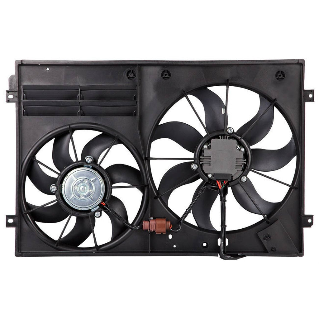 Radiator Cooling Fan Assembly For VW Golf Jetta CC Eos Passat Tiguan 1K0121205AJ - VibraStore