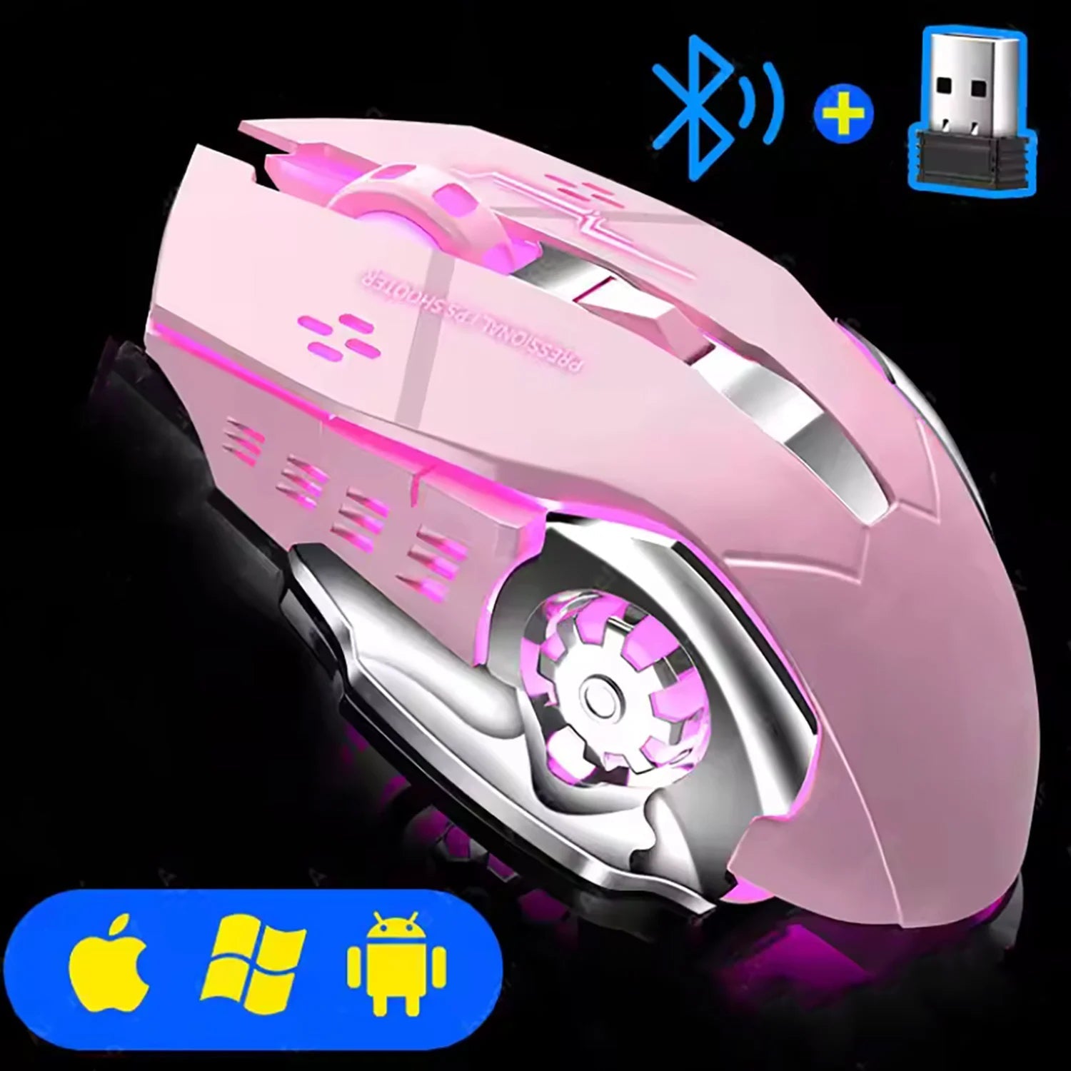 Rechargeable Wireless Mouse Gaming Computer Silent Bluetooth Mouse USB Mechanical E - Sports Backlight PC Gamer Mouse For Computer - VibraStore