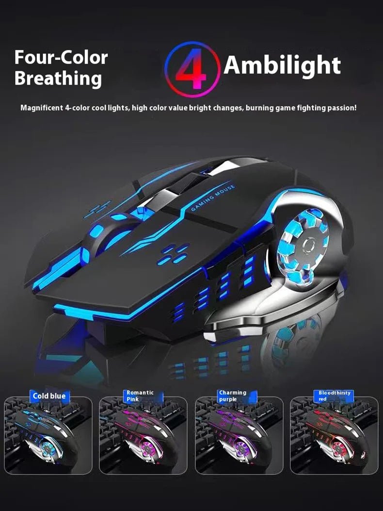 Rechargeable Wireless Mouse Gaming Computer Silent Bluetooth Mouse USB Mechanical E - Sports Backlight PC Gamer Mouse For Computer - VibraStore
