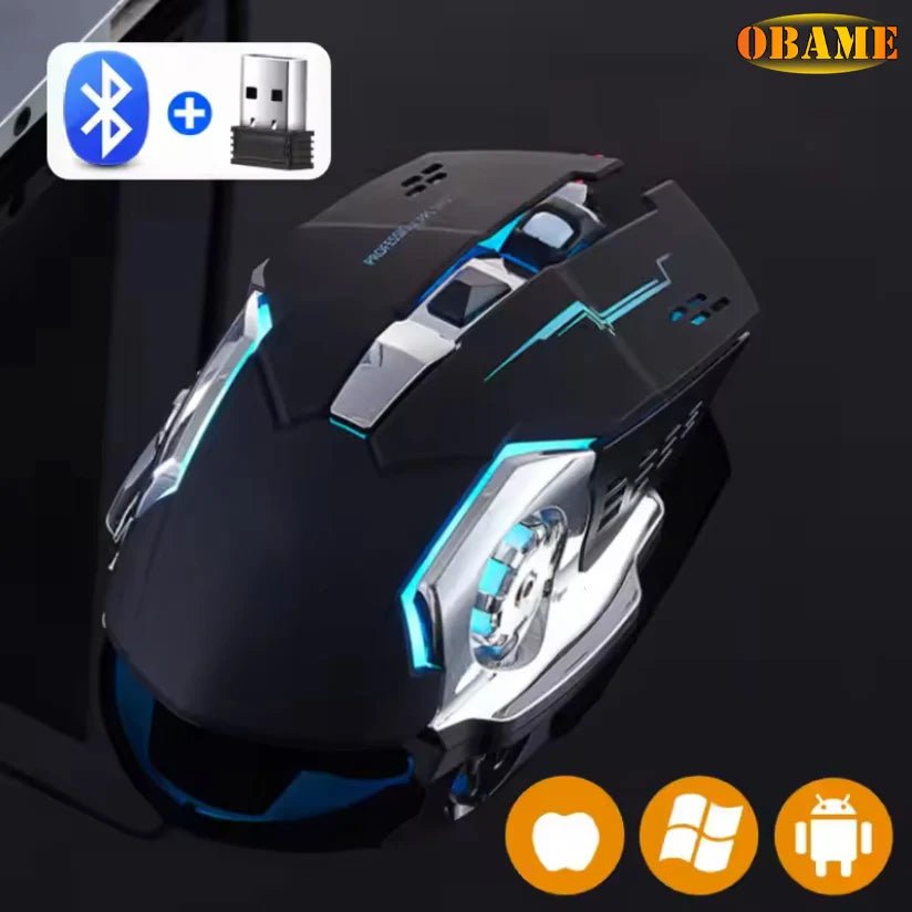 Rechargeable Wireless Mouse Gaming Computer Silent Bluetooth Mouse USB Mechanical E - Sports Backlight PC Gamer Mouse For Computer - VibraStore