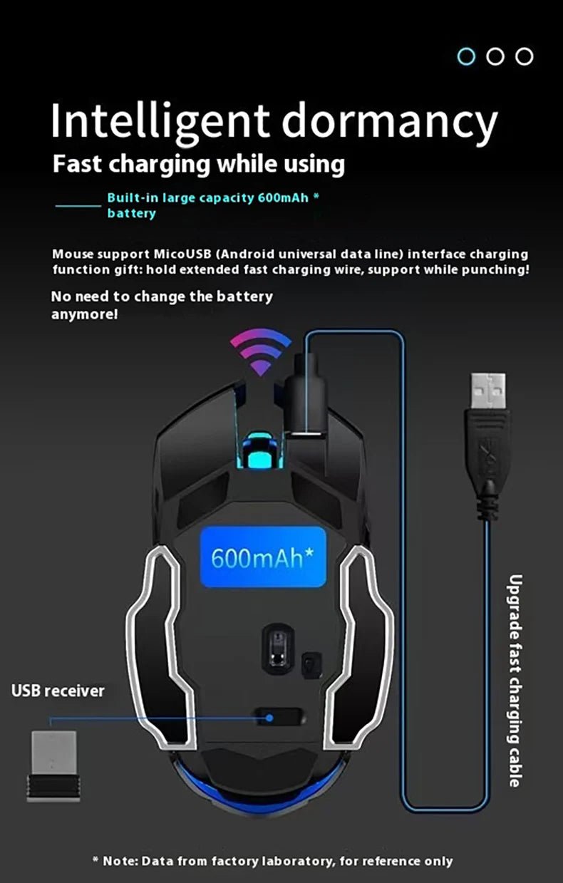 Rechargeable Wireless Mouse Gaming Computer Silent Bluetooth Mouse USB Mechanical E - Sports Backlight PC Gamer Mouse For Computer - VibraStore