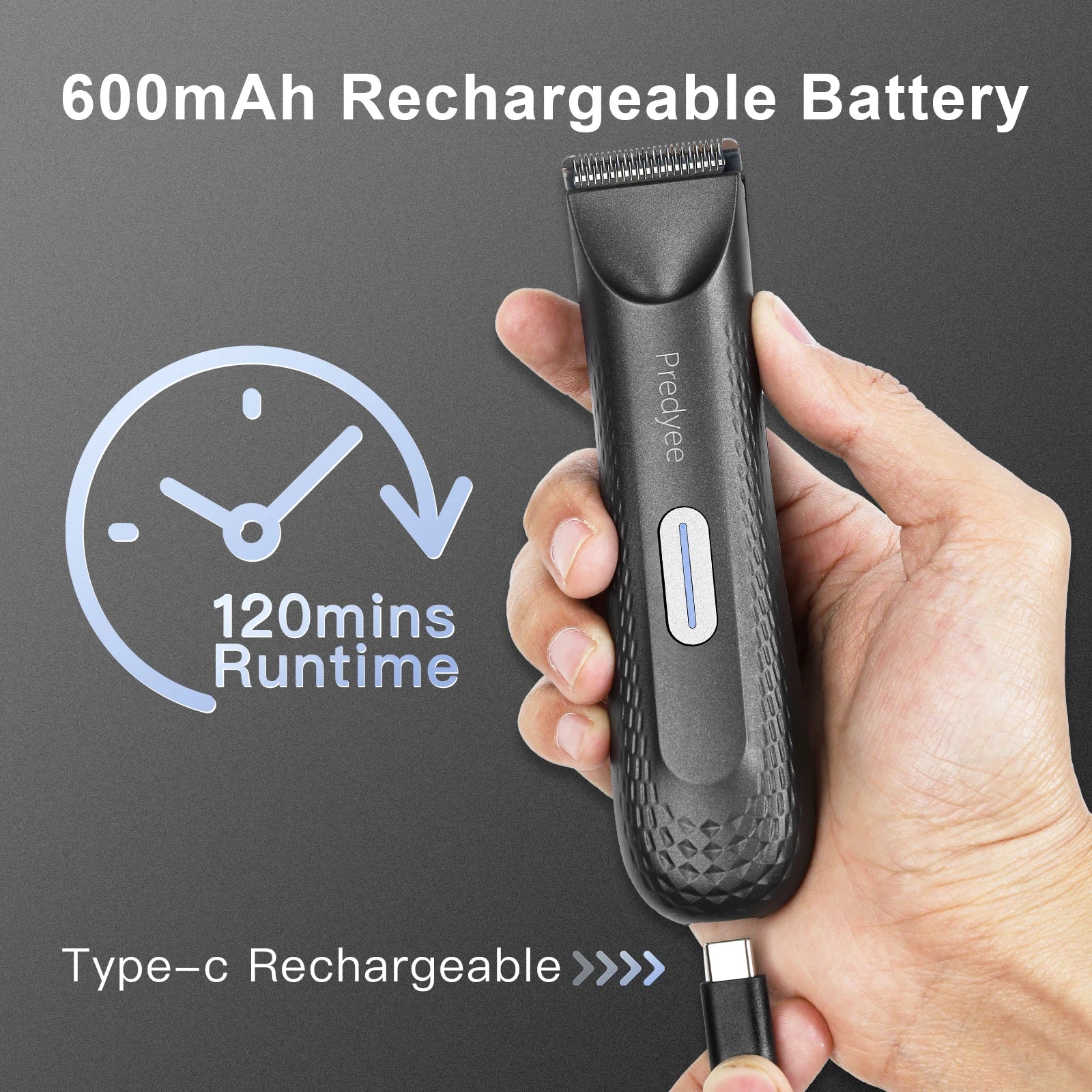 Recortador eléctrico para cabello en la ingle de hombres: peluquero corporal versátil y recortador de vello púbico impermeable con hoja de cerámica reemplazable - VibraStore