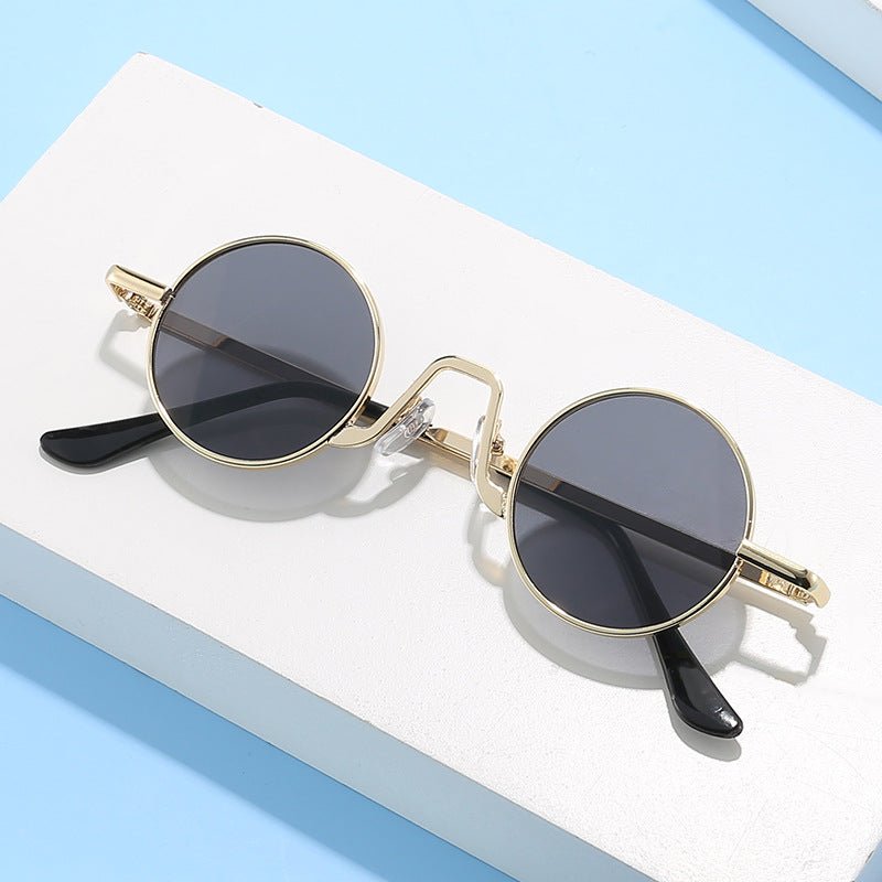 Retro Hip Hop Sunglasses Small Frame Round - VibraStore