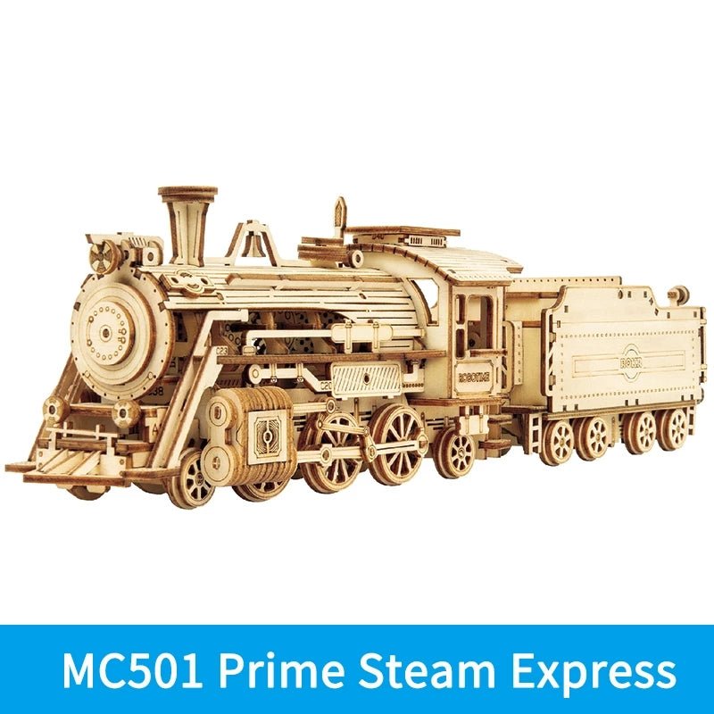 Robotime ROKR Train Model 3D Wooden Puzzle Toy Assembly Locomotive Model Building Kits for Children Kids Birthday Christmas Gift - VibraStore