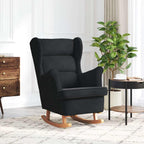 Rocking Chair Wing Chair Velvet and Solid Wood Rocking Chair - VibraStore