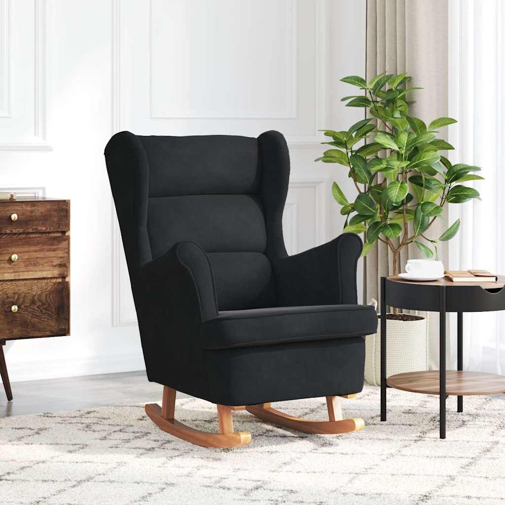 Rocking Chair Wing Chair Velvet and Solid Wood Rocking Chair - VibraStore