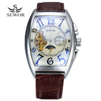SEWOR Luxury Tourbillon Watches Men Automatic Mechanical Watches Fashion Tonneau Watches Casual Men Watches Moon Phase reloj - VibraStore