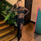 Sheer Lace Sexy Ribbon Slim Jumpsuit - VibraStore