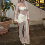 Sheer Lace Sexy Ribbon Slim Jumpsuit - VibraStore