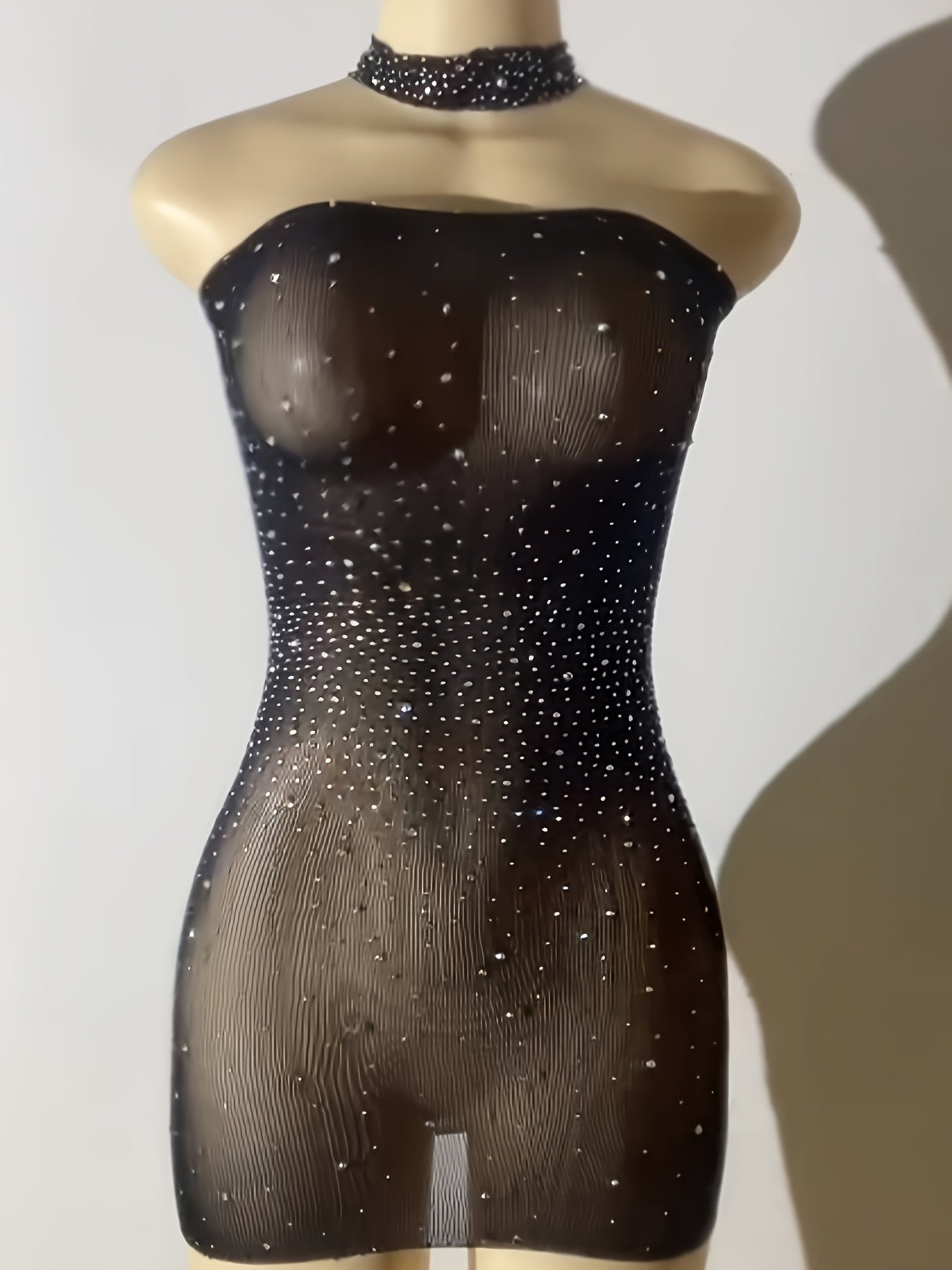 Shiny Rhinestone Bodycon Design Dress, Without Lingerie & Underpants, Women's Sexy Clothing - VibraStore