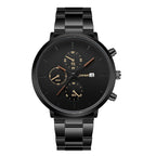 Simple Trend Three - eye Calendar Alloy Band Quartz Watch - VibraStore
