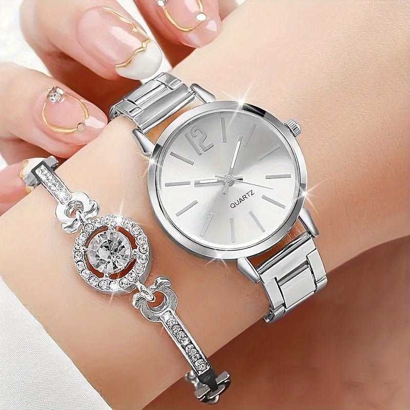 Small Silver Dial With Delicate Steel Strap, Five - piece Set For Women - VibraStore